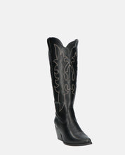 REJA - camperos alti neri con ricami in bianco