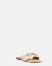 ROZENN - ciabattine beige con fascia ricamata e gemme