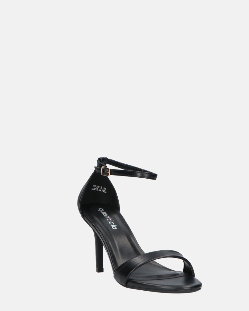 ADELYNE - sandali con tacco a spillo in ecopelle nera con cinturino