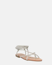 JANIRA - sandali bassi con lacci glitter argentati