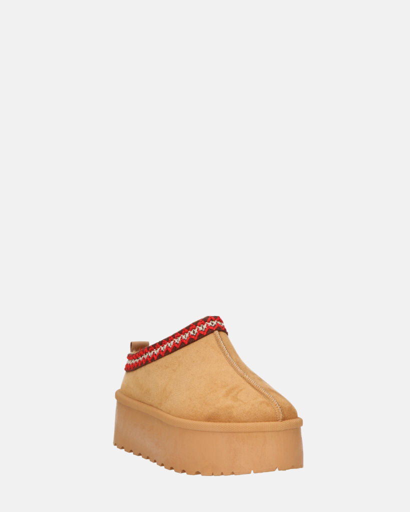 ZELDA - pantolofe platform in camoscio marrone