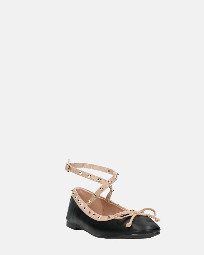 MAHIKA - ballerine neri con borchie dorate