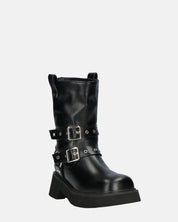 TOKIE - stivaletti anfibi neri con cinturini