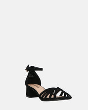 THEMA - sandali bassi in camoscio nero e cinturino