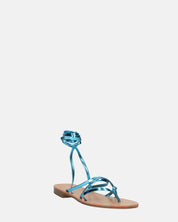 CRESSIDA - sandali bassi beige con cordini blu metalizzato