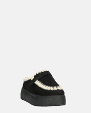 NAIARA - mocassini platform in ecopelliccia nera imbottiti all interno