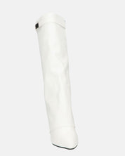 FLAVIA - stivale alto in bianco con risvolto e cerniera