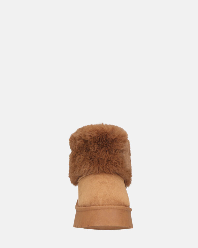 JOY - scarpe beige imbottite all' interno in camoscio