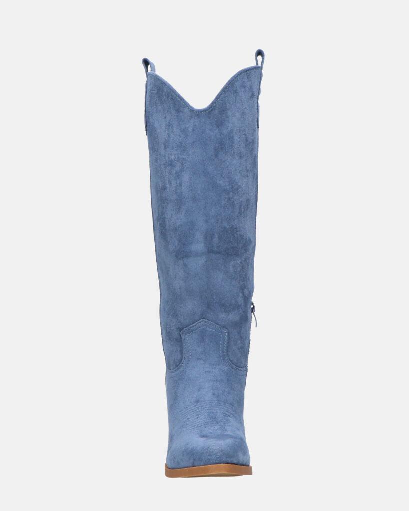 LIANA - camperos con tacco in camoscio blu