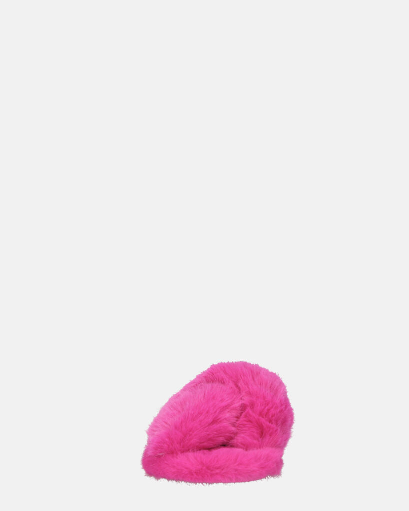 SUZUE - ciabattine aperte in punta in pelliccia fucsia