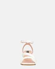 HIROE - sandali bianchi con tacco in ecopelle con cinturino