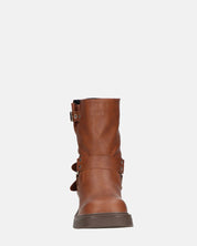 RYOKO - stivaletti marroni con borchie e cinturini