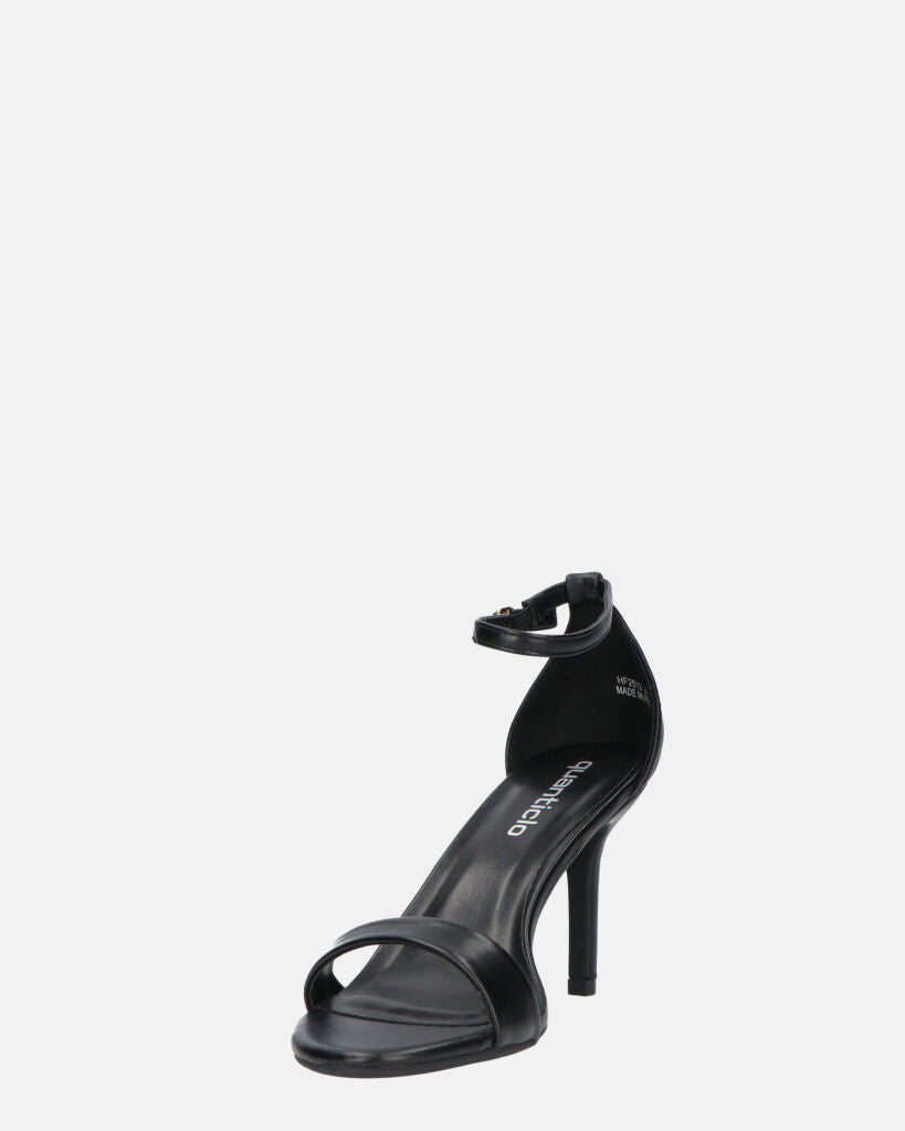 ADELYNE - sandali con tacco a spillo in ecopelle nera con cinturino