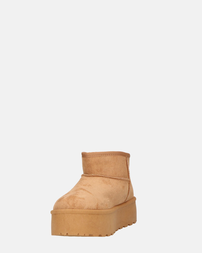 MIREIA - stivaletti bassi marroni in camoscio e interno imbottito