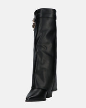 KAARINA - stivale alto nero con risvolto