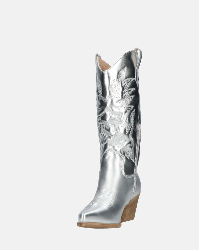 VITA - stivali camperos in glassy argento