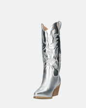 VITA - stivali camperos in glassy argento