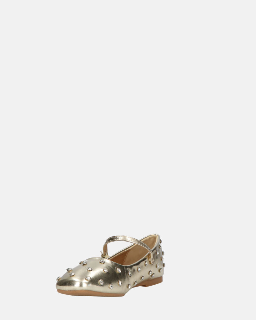 SOFIYA - ballerine in glassy oro con cinturino