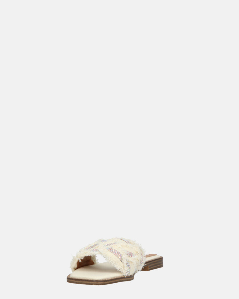 JOELE - ciabattine beige con gemme
