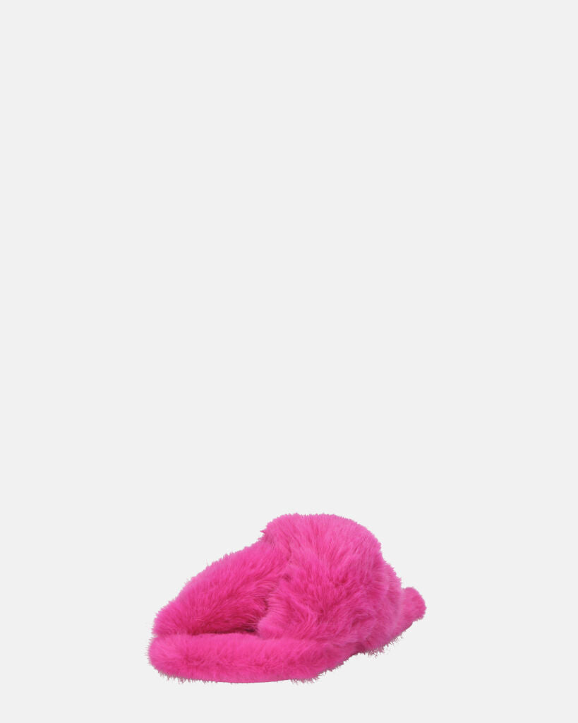 SUZUE - ciabattine aperte in punta in pelliccia fucsia