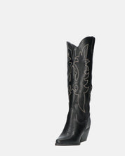 REJA - camperos alti neri con ricami in bianco