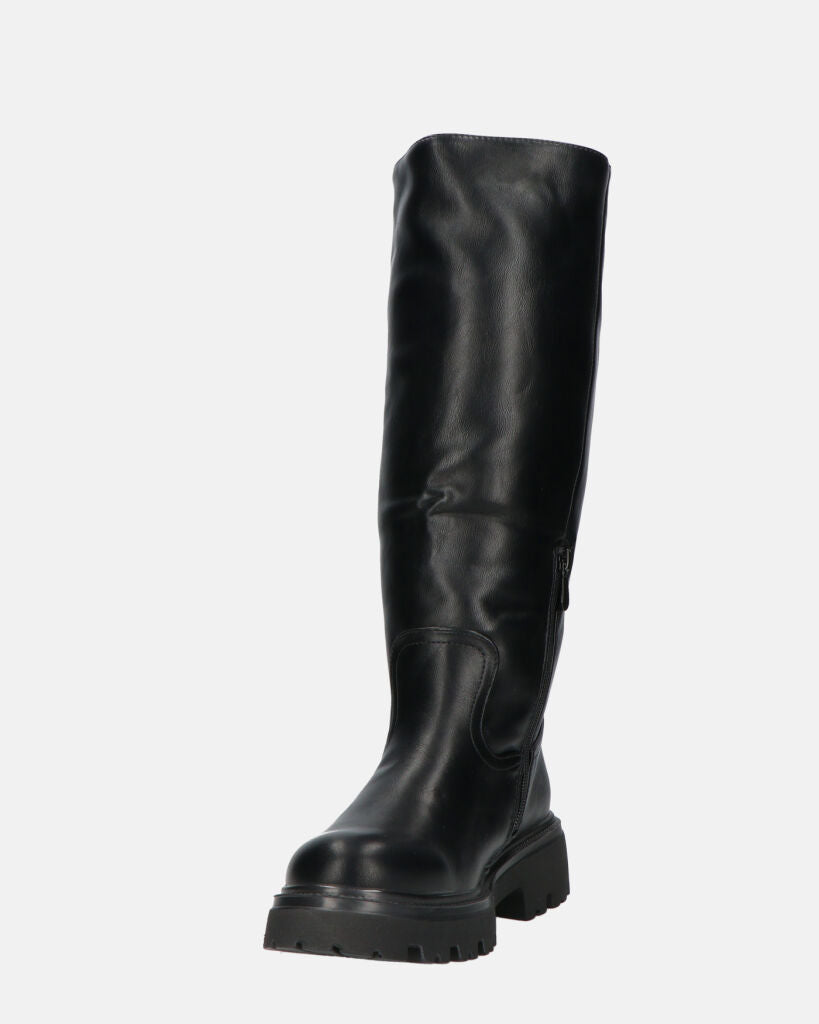 SANDRA - stivali anfibi neri con cerniera laterale