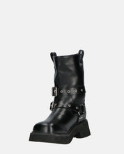 TOKIE - stivaletti anfibi neri con cinturini