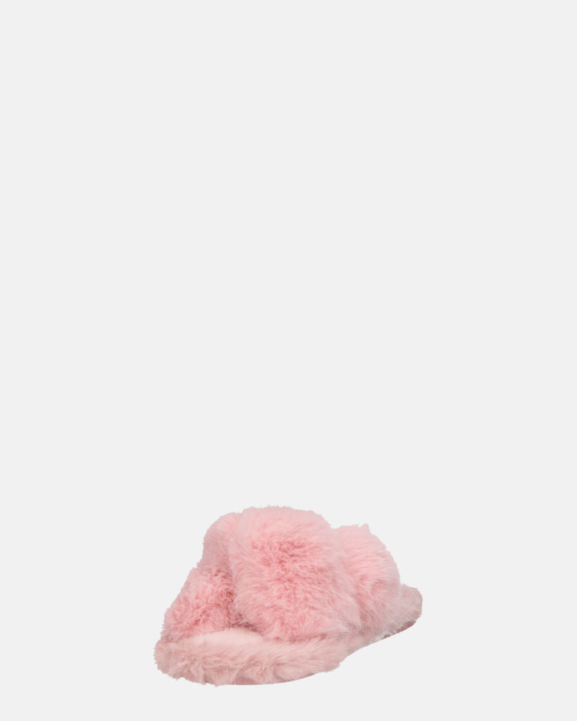SUZUE - ciabattine aperte in punta in pelliccia rosa