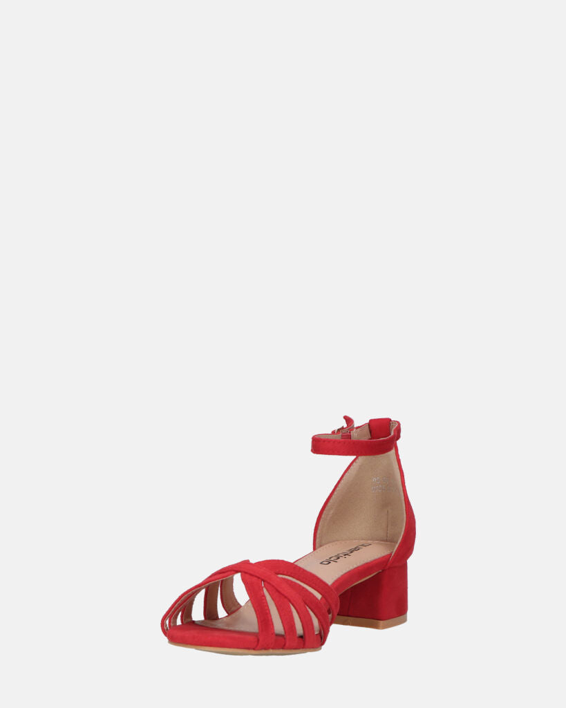 THEMA - sandali bassi in camoscio rosso e cinturino