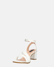 HIROE - sandali bianchi con tacco in ecopelle con cinturino