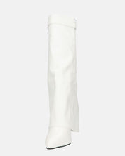 FLAVIA - stivale alto in bianco con risvolto e cerniera