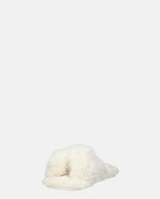 SUZUE - ciabattine aperte in punta in pelliccia bianca