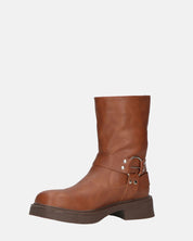 RYOKO - stivaletti marroni con borchie e cinturini