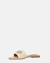 ROZENN - ciabattine beige con fascia ricamata e gemme