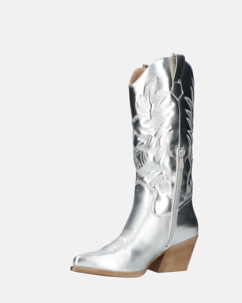 VITA - stivali camperos in glassy argento