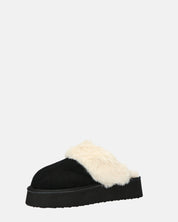 NEVE - ciabatte con pelliccia beige e platform nero