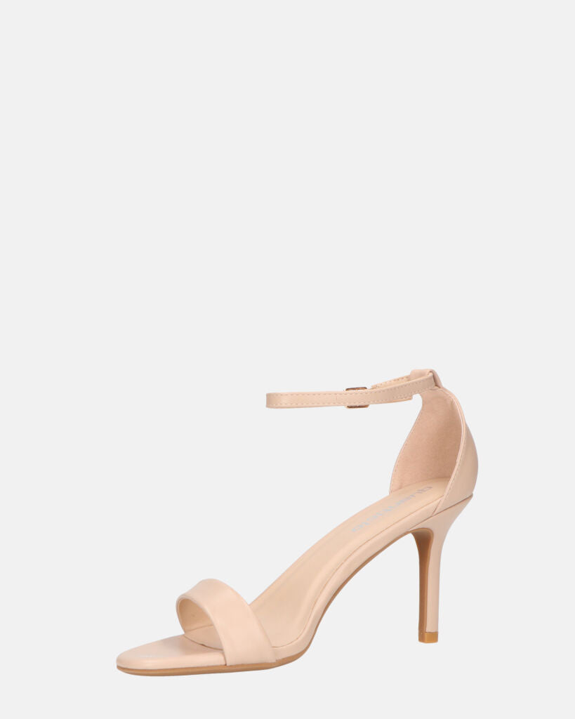 ADELYNE - sandali con tacco a spillo in ecopelle beige con cinturino