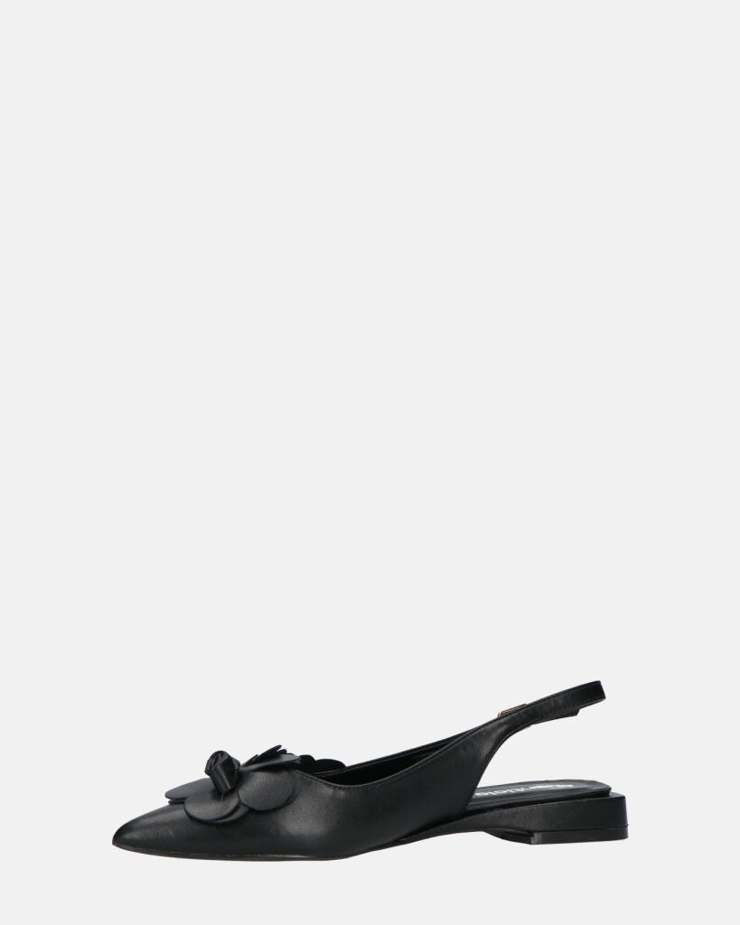 JODENE -  scarpe nero con cinturino posteriore e decorazione floreale