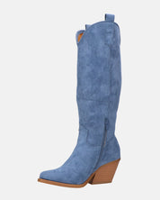 LIANA - camperos con tacco in camoscio blu