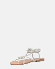 JANIRA - sandali bassi con lacci glitter argentati