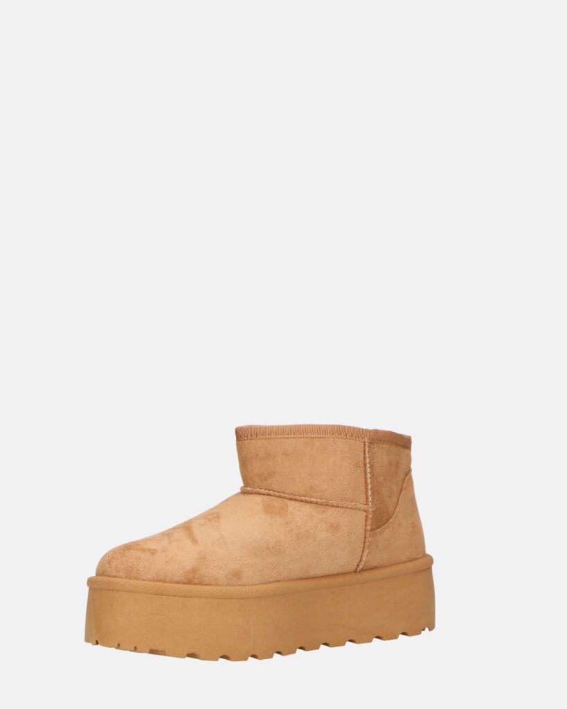 MIREIA - stivaletti bassi marroni in camoscio e interno imbottito