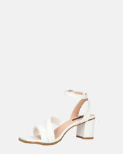 HIROE - sandali bianchi con tacco in ecopelle con cinturino