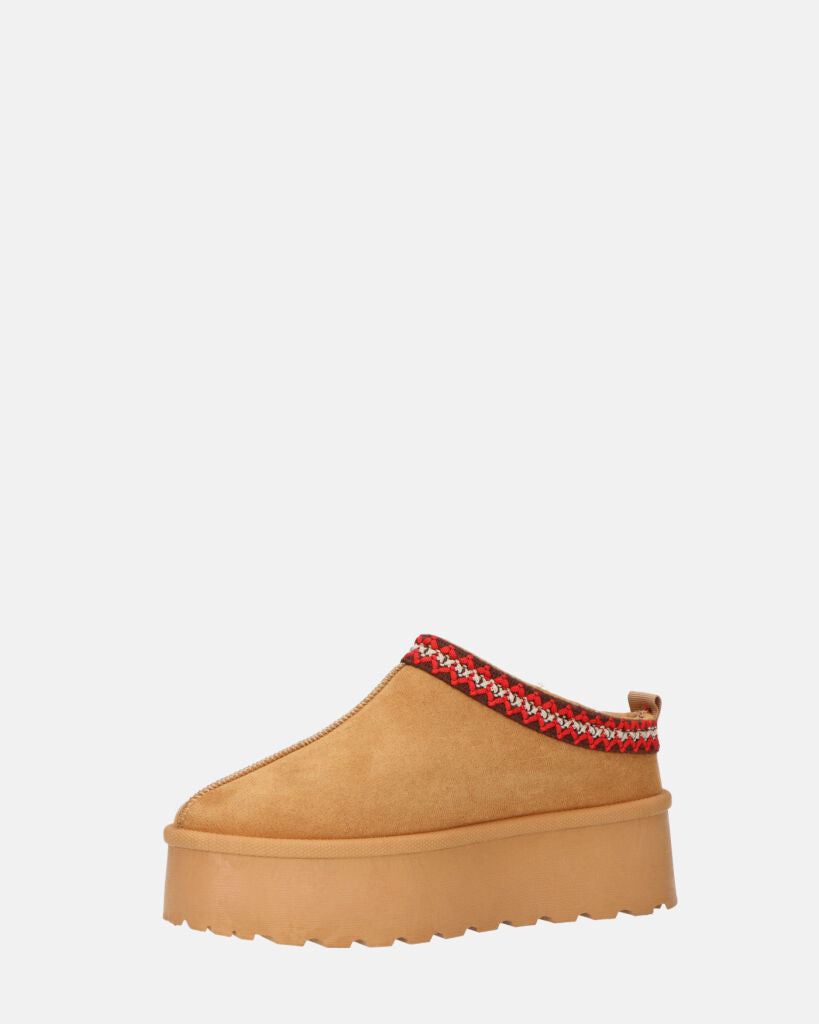 ZELDA - pantolofe platform in camoscio marrone