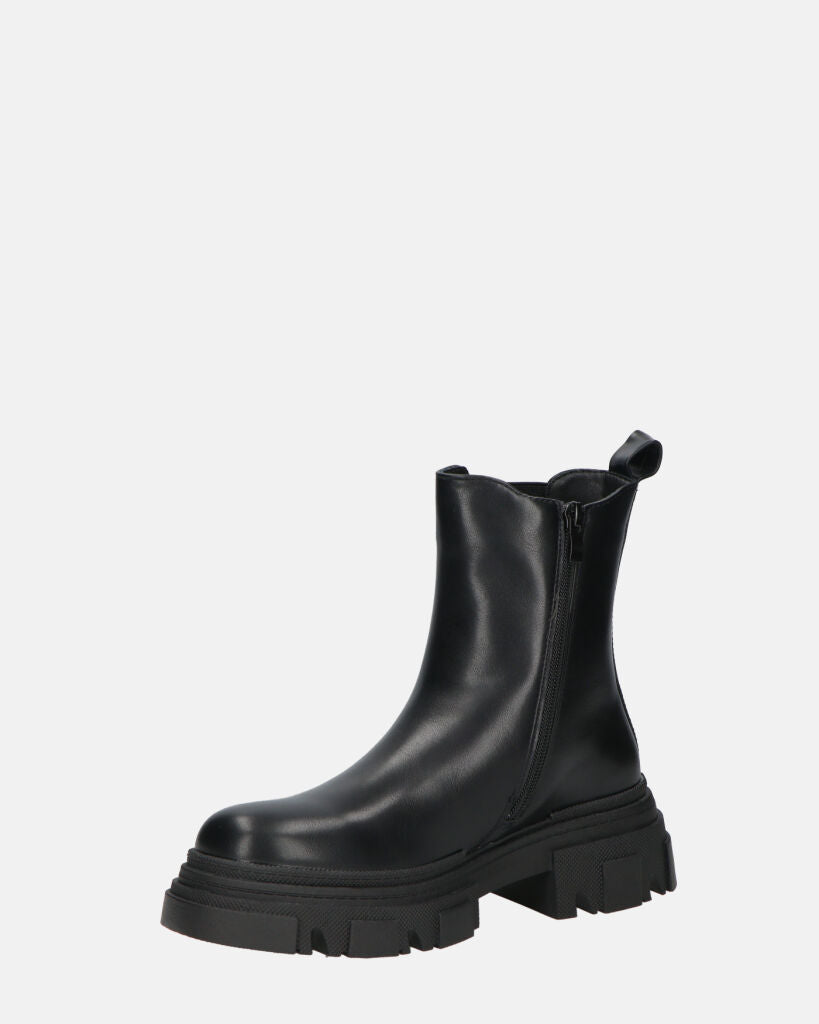 NORMA - stivaletti con cerniera laterale in ecopelle nera