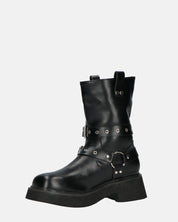 TOKIE - stivaletti anfibi neri con cinturini