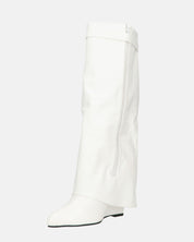 FLAVIA - stivale alto in bianco con risvolto e cerniera