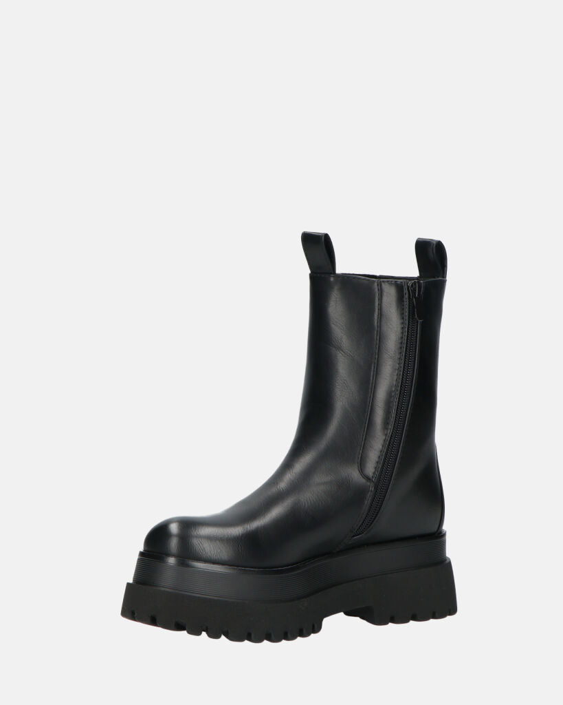 MINA - stivaletti neri tipo anfibi con banda elastica