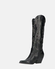 REJA - camperos alti neri con ricami in bianco