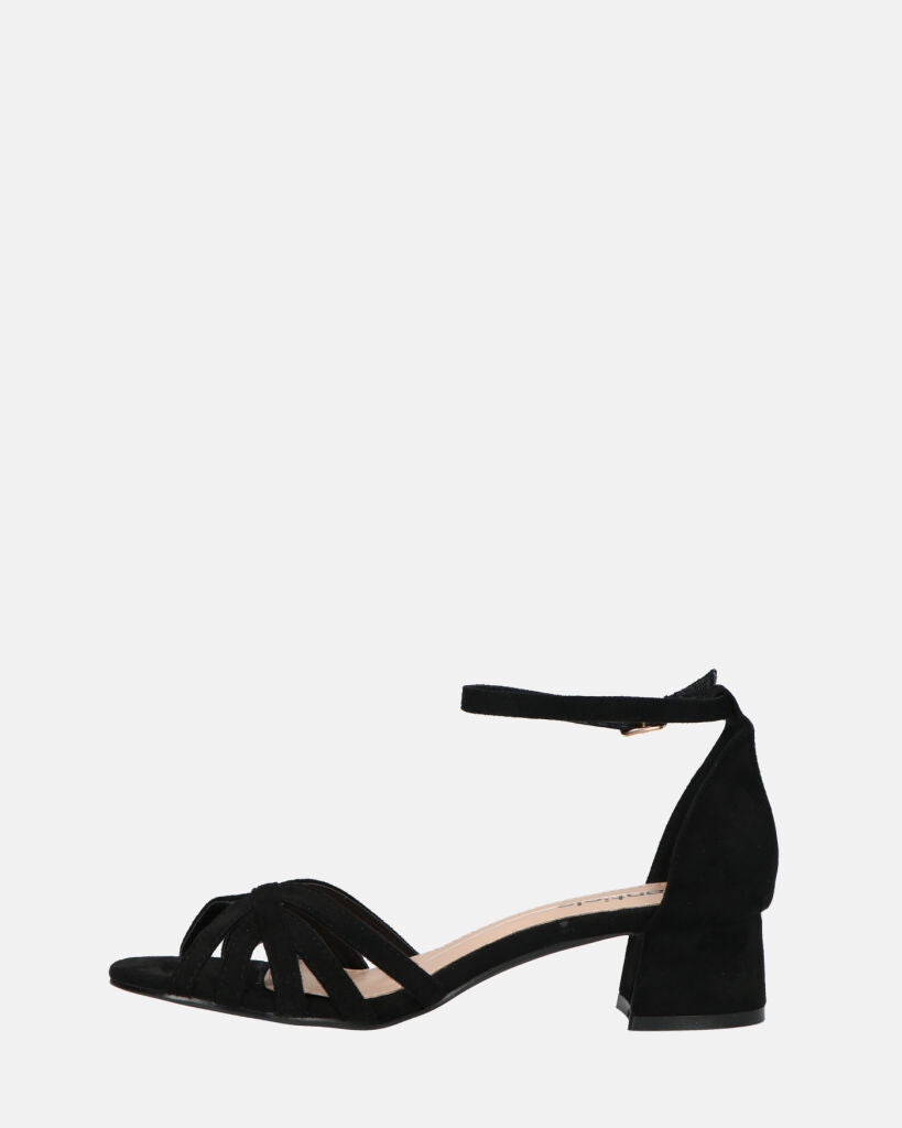 THEMA - sandali bassi in camoscio nero e cinturino