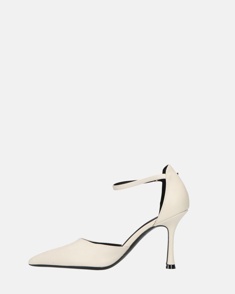 MEENA - decolette bianco con cinturino e soletta nera